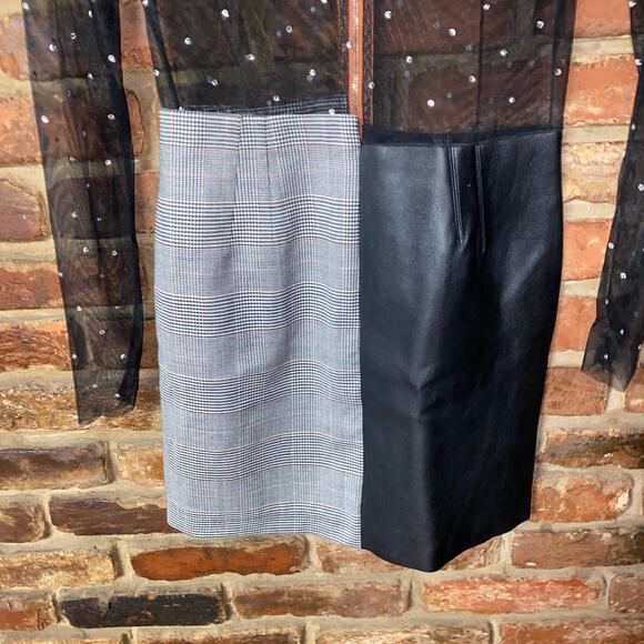 Heron Preston High Neck Rhinestone Mesh Leather Wool Mini Dress Size Small - Picture 4 of 10